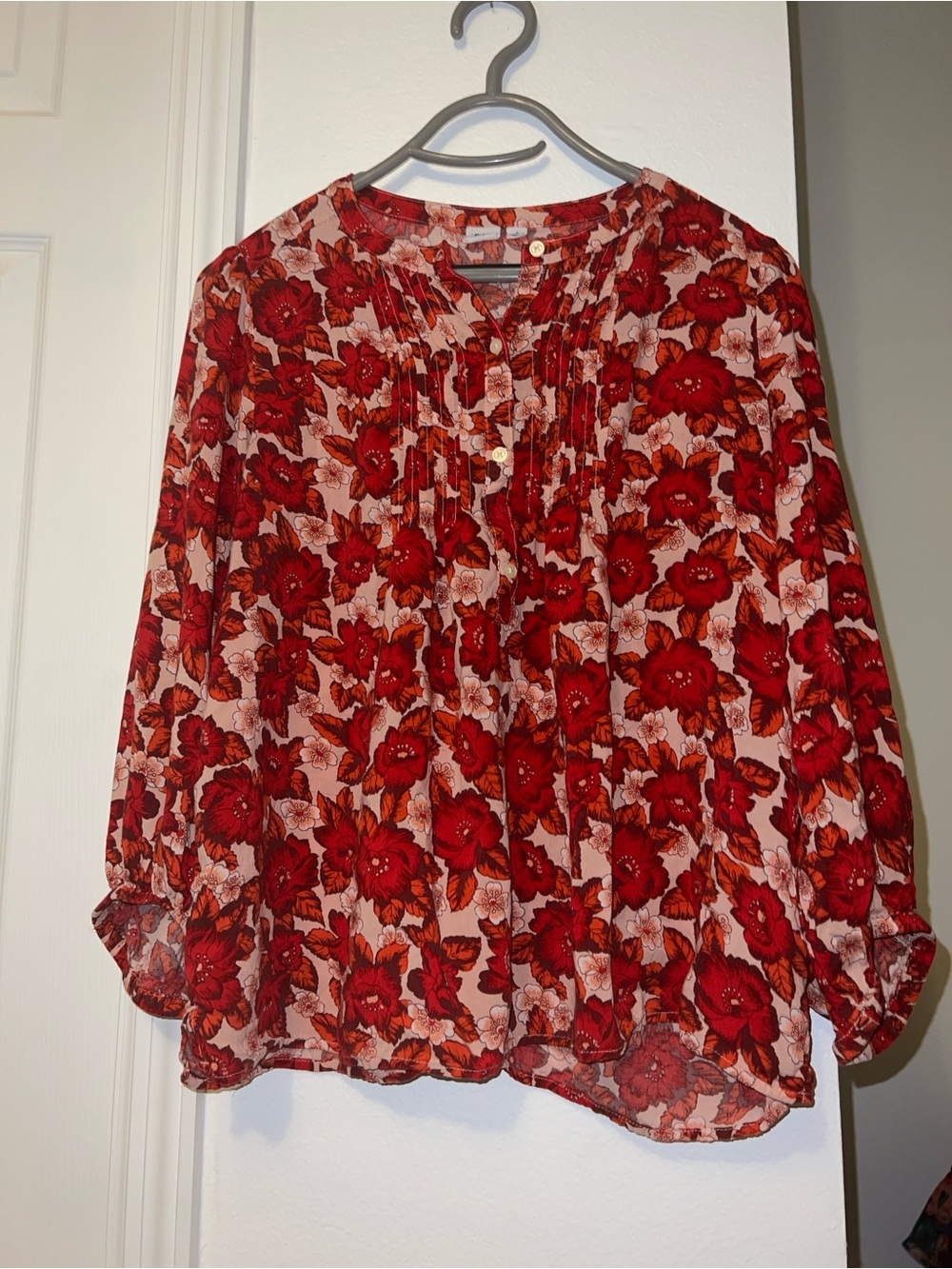 GAP Red Floral Blouse